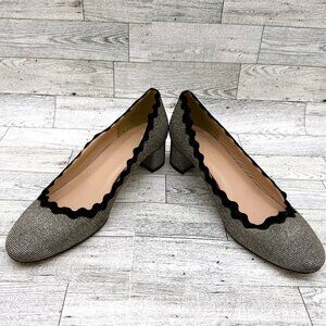 Women's J. Crew Sz 6 Glitter Scalloped Metallic Gunmetal Silver Pump Heels F8606